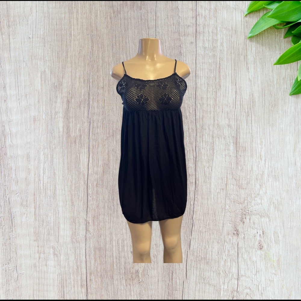 Xhilaration Cover Up Dress Womens Black Crochet size M - Picture 3 of 13